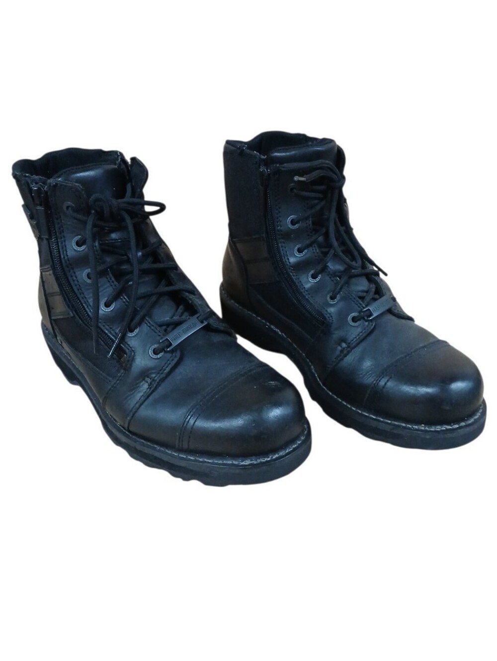 Harley-Davidson Black Lace-Up Side-Zip Work Boots Size 12